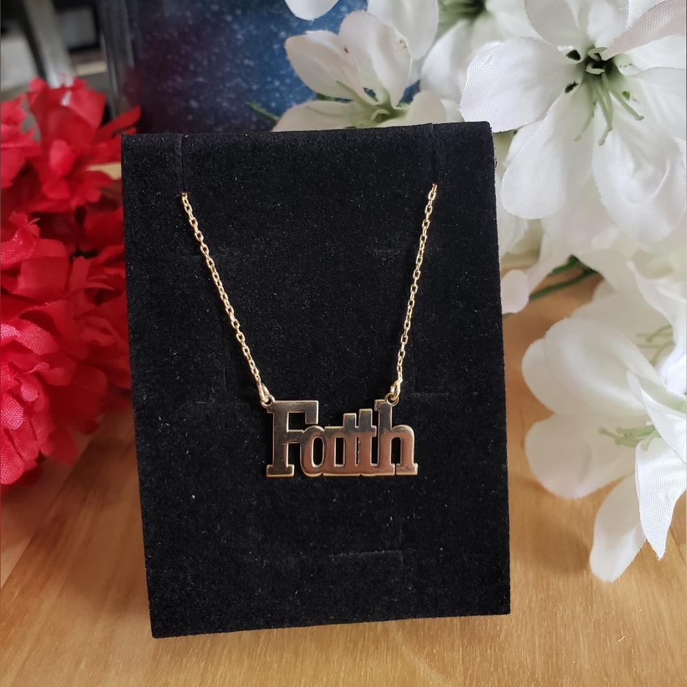 "FAITH" Necklace 14K Solid  Gold Plated Initial/ Christian Necklace